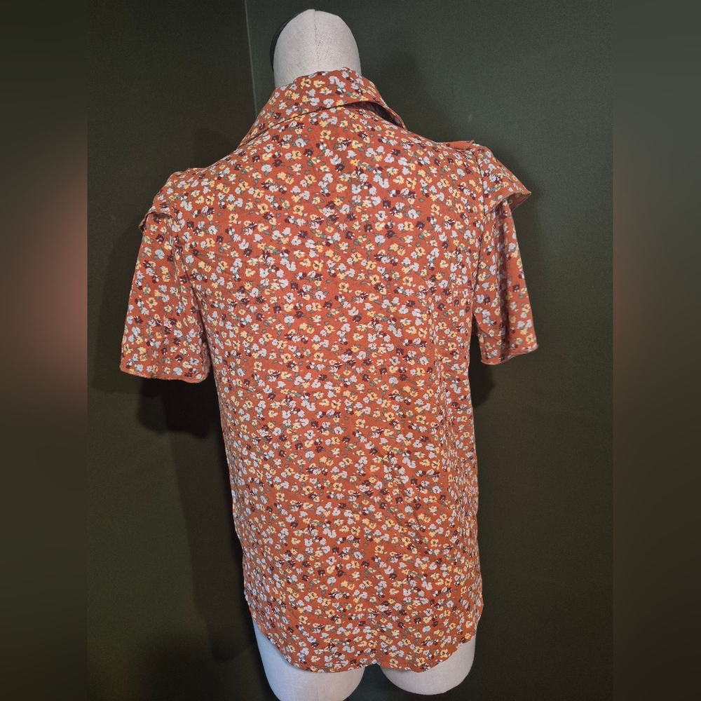 Floral Ruffle Blouse - Orange - Picture 4 of 6